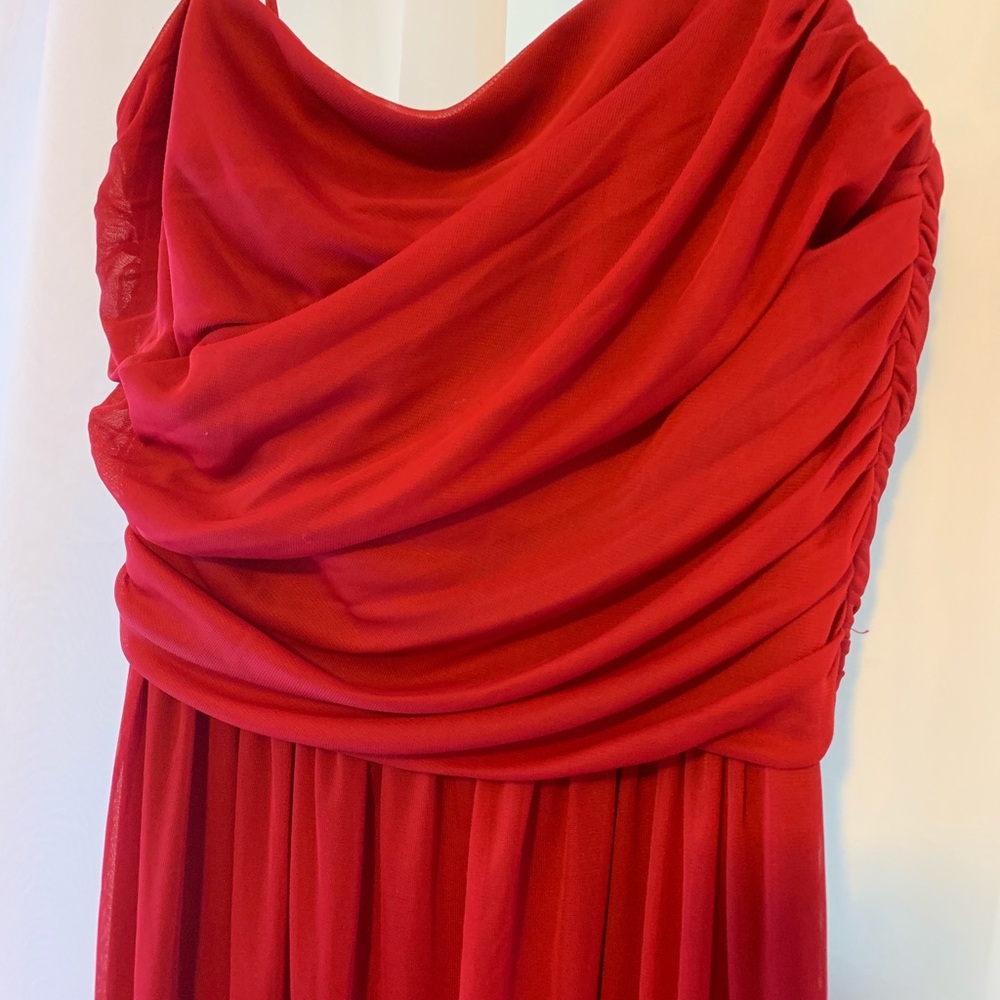 Red David Bridals Long Mesh Dress